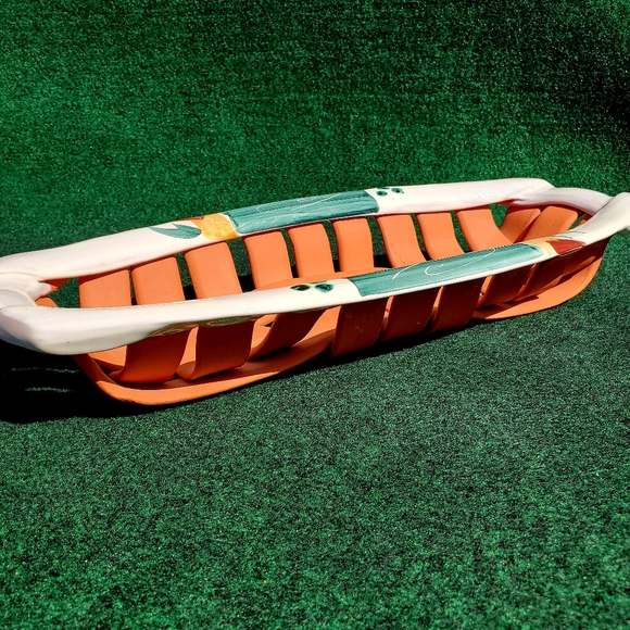 Lyn Bonde Bread Basket Server Woven Earthenware Dinner Table Kitchen Signed - Picture 6 of 11